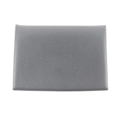 Pre-owned Hermes Dark Gray Evercalf Leather Coin Purse/coin Case ()