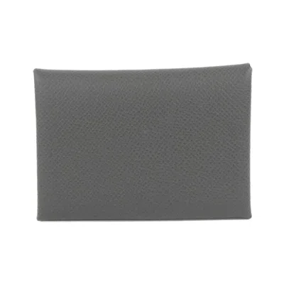 Pre-owned Hermes Dark Gray Graphite Epsom Leather Coin Purse/coin Case () In Dark Gray, Graphite