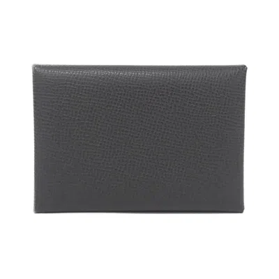 Pre-owned Hermes Dark Gray Graphite Epsom Leather Coin Purse/coin Case () In Dark Gray, Graphite