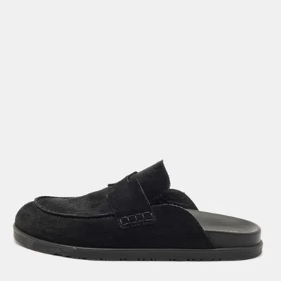 Pre-owned Hermes Dark Green Suede Go Mules Size 39