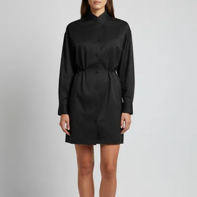 Pre-owned Hermes Dark Grey Cotton Tie Detail Shirt Dress M In Gray