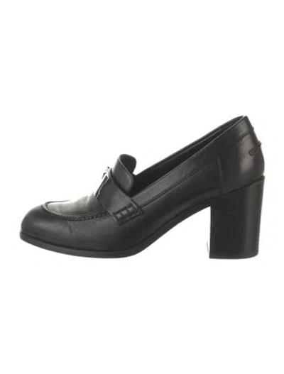 Pre-owned Hermes Dauphine 70 H Logo Pumps In Black