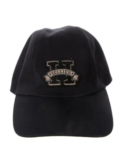 Pre-owned Hermes Davis H Sellier Cap In Black
