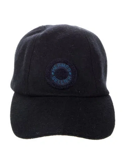 Pre-owned Hermes Davis Varsity Baseball Cap In Blue