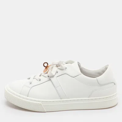 Pre-owned Hermes Day Size 36.5 White Leather Low Top Sneakers
