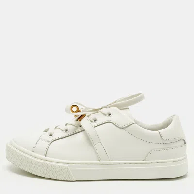 Pre-owned Hermes Day Size 37.5 White Leather Low Top Sneakers