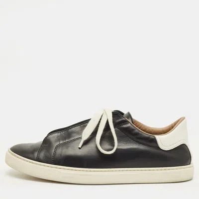 Pre-owned Hermes Day Size 40 Black Leather Lace Up Sneakers