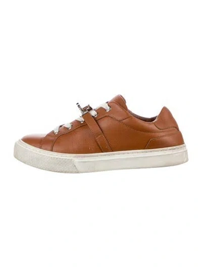 Pre-owned Hermes Day Sneakers In Brown