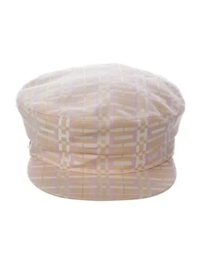 Pre-owned Hermes Deauville H Kilt Cap In Pink