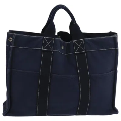Pre-owned Hermes Hermès Deauville Navy Canvas Tote Bag ()