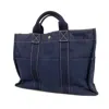 HERMES HERMÈS DEAUVILLE NAVY CANVAS TOTE BAG (PRE-OWNED)