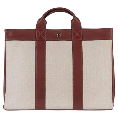 Pre-owned Hermes Hermès Deauville Red & Ivory Tote Mm In White