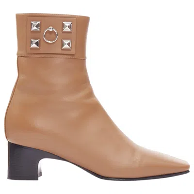 Pre-owned Hermes Hermès Decouverte 50 Beige Dore Brown Leather Silver Hardware Ankle Boots Eu36