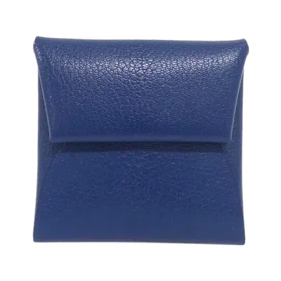 Pre-owned Hermes Deep Blue Leather Coin Purse/coin Case ()