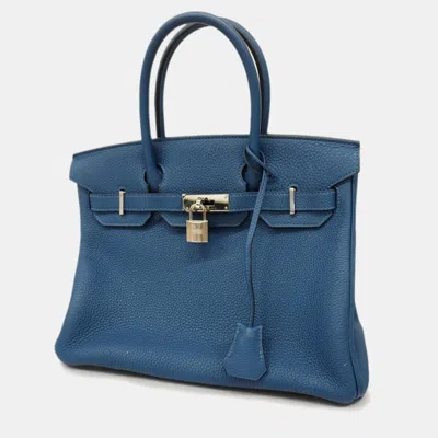 Pre-owned Hermes Deep Blue Togo Birkin Engraved Handbag
