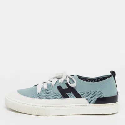 Pre-owned Hermes Deep Size 40 Multicolor Knit Fabric And Leather Low Top Sneakers