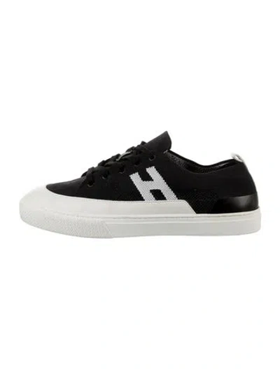 Pre-owned Hermes Deep Sneakers In Black/white