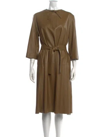 Pre-owned Hermes Deer Midi Length Dress In Neutrals