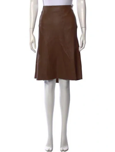 Pre-owned Hermes Deer Midi Length Skirt In Brown