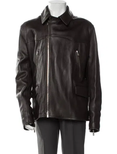 Pre-owned Hermes Deer Moto Jacket In Brown