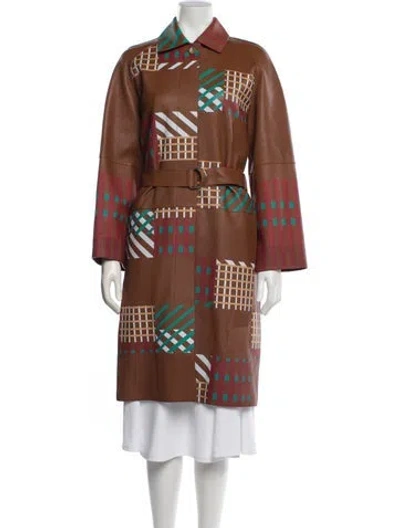Pre-owned Hermes Deer Patterned Coat In Brown