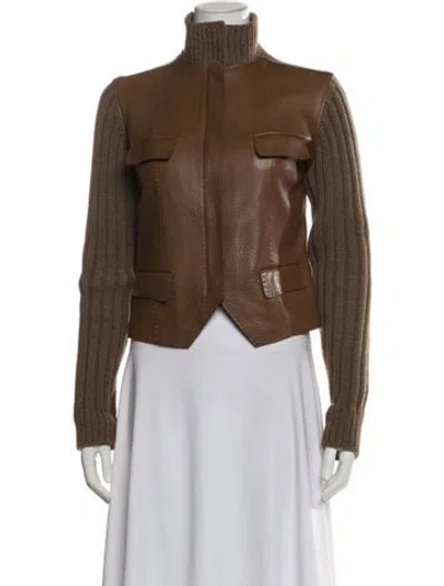 Pre-owned Hermes Deer Printed Fur Jacket In Brown