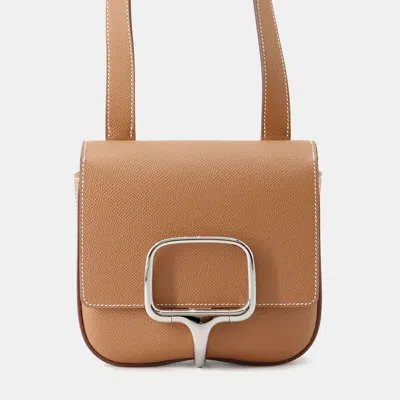 Pre-owned Hermes Della Cavaleria Mini Gold Epsom Bag In Brown