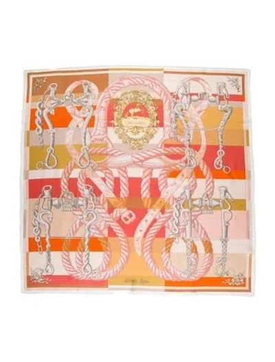 Pre-owned Hermes Della Cavalleria Double Face Silk Scarf In Pink