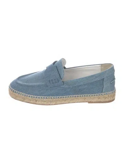 Pre-owned Hermes Denim Braided Accents Loafers In Blue