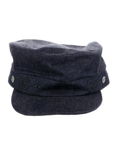 Pre-owned Hermes Denim Cabourg Cliquetis Newsboy Cap In Blue