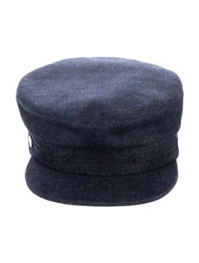 Pre-owned Hermes Denim Cabourg Cliquetis Newsboy Cap In Blue