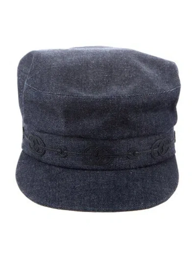 Pre-owned Hermes Denim Cabourg Cliquetis Newsboy Cap In Blue