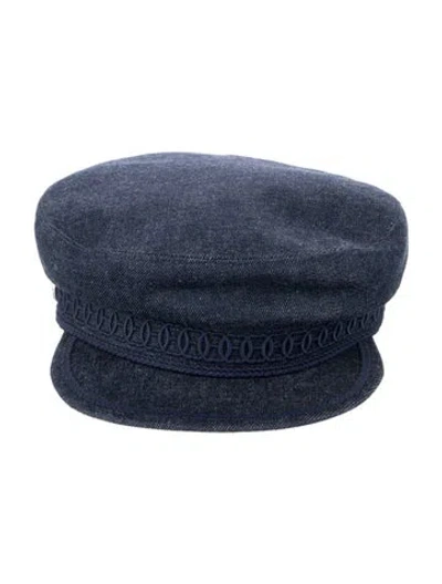 Pre-owned Hermes Denim Cabourg Cliquetis Newsboy Cap In Blue