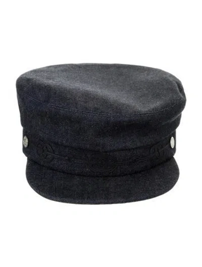 Pre-owned Hermes Denim Cabourg Cliquetis Newsboy Cap In Blue