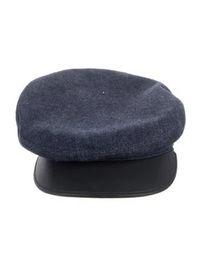 Pre-owned Hermes Denim Cabourg Newsboy Cap In Black/blue