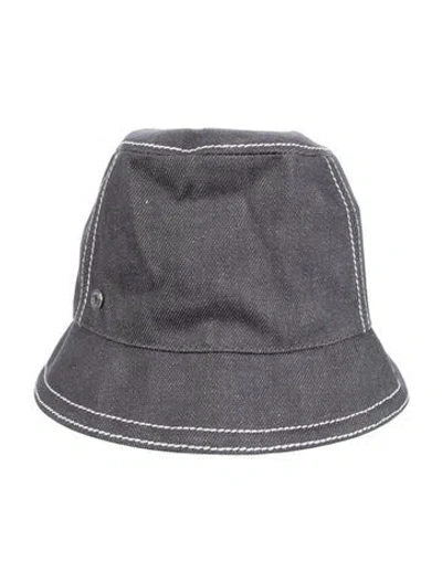 Pre-owned Hermes Denim Calvi Bucket Hat In Gray