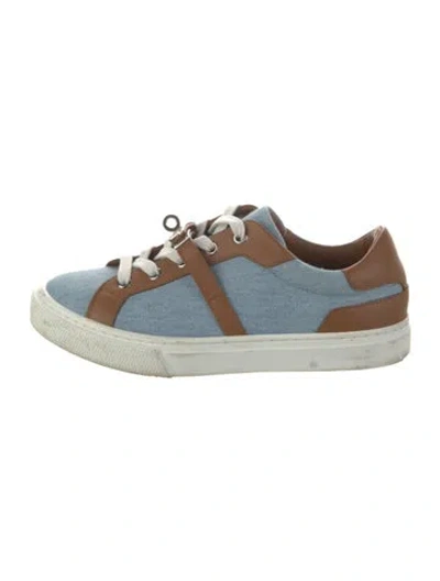Pre-owned Hermes Denim Colorblock Pattern Sneakers In Multi