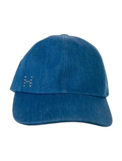 Pre-owned Hermes Denim Tess Pierce Cap In Blue