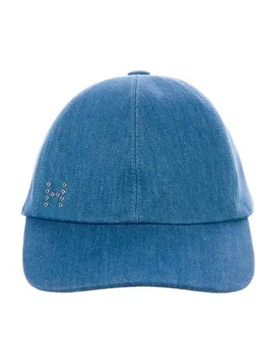 Pre-owned Hermes Denim Tess Pierce Cap In Blue