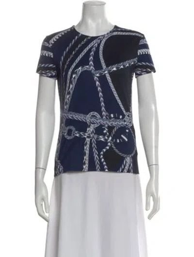 Pre-owned Hermes Dessin Robe Du Soir Printed T-shirt W/ Tags In Blue