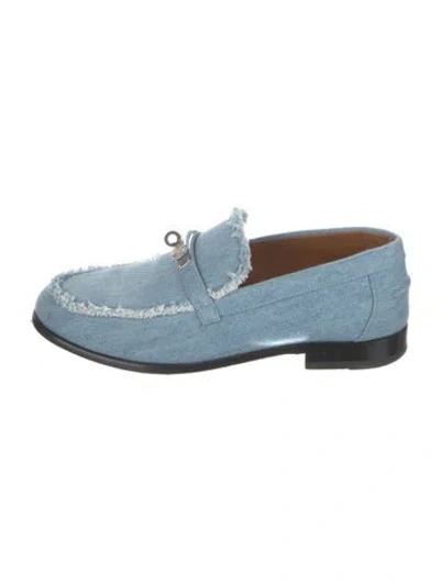 Pre-owned Hermes Destin Denim Loafers In Blue