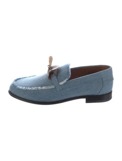 Pre-owned Hermes Destin Denim Loafers In Blue