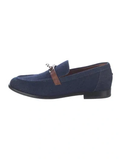 Pre-owned Hermes Destin Denim Loafers In Multi