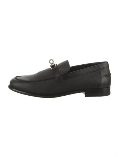 Pre-owned Hermes Destin H Logo Loafers In Black
