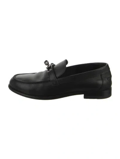 Pre-owned Hermes Destin Leather Loafers In Black