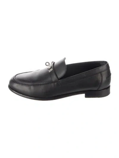 Pre-owned Hermes Destin Leather Loafers In Black