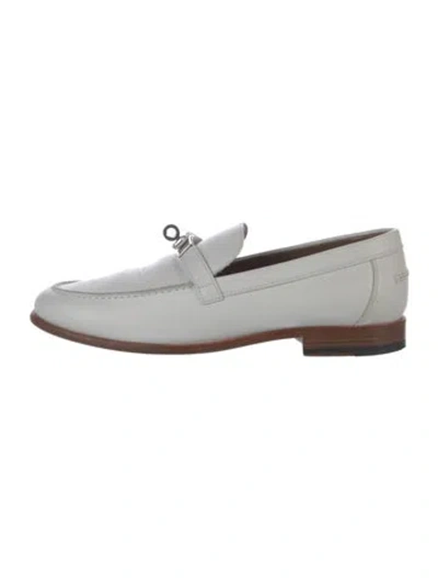 Pre-owned Hermes Destin Leather Loafers In White
