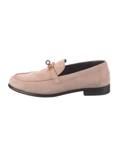 Pre-owned Hermes Destin Suede Loafers In Pink