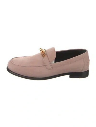 Pre-owned Hermes Destin Suede Loafers In Pink
