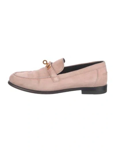 Pre-owned Hermes Destin Suede Loafers In Pink